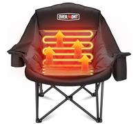 Overmont Sedia da Campeggio Riscaldata XL-3 Livelli di Riscaldamento,Seduta e Schienale Indipendenti - Portata Massima 181 kg,Poltrona Pieghevole da con Imbottitura -per Esterni,Interni,Campeggio Nero