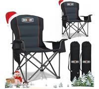Overmont Set di 2 Sedia da Campeggio Pieghevole - Oversized Portatile di Schienale Completo Sedie da Pesca con Borsa Termica Portabicchieri - per Giardino Spiaggia Picnic - Caricabile Fino a 204kg