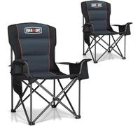 Overmont Set di 2 Sedia da Campeggio Pieghevole - Oversized Portatile di Schienale Completo Sedie da Pesca con Borsa Termica Portabicchieri - per Giardino Spiaggia Picnic - Caricabile Fino a 204kg