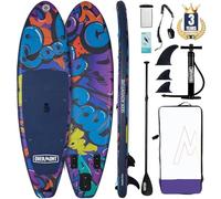 Overmont Tavola Stand Up Paddle SUP Gonfiabile per Adulti 323×84×15 cm, Kit Completo con Pagaia Regolabile, Pompa, Zaino, Leash e 3 Pinne, Facile da Trasportare e Stabile-Graffiti