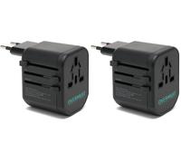 OVERMUST - Adattatore Universale da Viaggio, 2 Porte USB, Spine Intercambiabili UK/EU/USA/AUS, Compatibile 110-240W, Design Compatto, Sicuro con Doppio Fusibile, USB C (Confezione da 2)