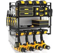 Overpassing Supporto Da Parete per Utensili Elettrici, Supporto per Punte Da Trapano per Impieghi Gravosi per 4 Utensili Da Trapano Elettrico, Supporto per Trapano a Batteria per Garage, Officina