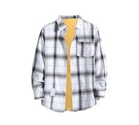 Overshirt da uomo a maniche lunghe a quadri, camicia in flanella a quadri blu nera, strato casual con bottoni con tasca sul petto, calda camicia per il fine settimana per pub, pranzo, campeggio