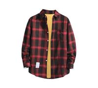 Overshirt da uomo a maniche lunghe a quadri, camicia in flanella a quadri blu nera, strato casual con bottoni con tasca sul petto, calda camicia per il fine settimana per pub, pranzo, campeggio