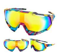 Oversize 90s Rétro Sportivo Avvolgente Stile Sole Occhiali Oro Lente a Specchio