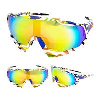 Oversize 90s Rétro Sportivo Avvolgente Stile Sole Occhiali Oro Specchio