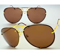 Oversize Classico Stile Retrò Vintage Sole Grande Oro Telaio Lente Marrone