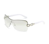 Oversize curvo avvolgere intorno occhiali da sole donna occhiali da sole per donna moda senza montatura monopezzo occhiali da sole signore, C5silverwhite, Taglia unica