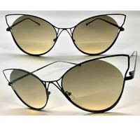 Oversize Esagerato Chic Bold Funky Retrò Occhio di Gatto Sole Grande Nero Telaio