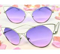 Oversize Esagerato Classy Funky Retrò Occhio di Gatto Sole Grande Argento Telaio