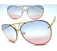 Oversize Esagerato Classy Stile Retrò Vintage Occhiali da Sole Grande Oro Telaio