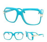 Oversize Rétro Club Party Rave Lenti Trasparenti Occhiali Big Quadrato Baby Blu