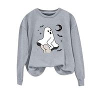 Oversized Hoodies Damen Halloween Costume Girocollo Maglione Senza Cappuccio Halloween Stampa Carnevale Festival Maglione Felpa Fantasma Stampa Horror Festive Maglia Lunga Lunga Maglia Maglia Locker
