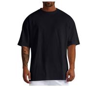 Oversized - Maglietta da uomo a maniche corte, con scollo rotondo, largo, taglio largo, vintage, per il tempo libero, da uomo, oversize, abbigliamento estivo, Nero , XL