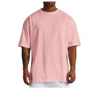Oversized - Maglietta da uomo a maniche corte, con scollo rotondo, largo, taglio largo, vintage, per il tempo libero, da uomo, oversize, abbigliamento estivo, Colore: rosa., XL