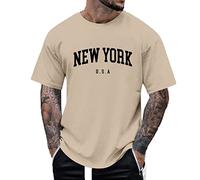 Oversized - Maglietta da uomo a maniche corte, con scritta "Palm Angel Letters Summer Tops | Shirts with Creative Letters Long Tee Vintage Basic Plus Size | T Shirts Streetwear, cachi, XL