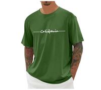 Oversized, maglietta da uomo con scollo rotondo, a maniche corte, estiva, alla moda, con stampa a lettere, sportive, lettere creative, vintage, streetwear, casual, lunga, O verde, XXL
