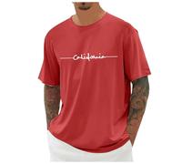 Oversized, maglietta da uomo con scollo rotondo, a maniche corte, estiva, alla moda, con stampa a lettere, sportive, lettere creative, vintage, streetwear, casual, lunga, O Anguria Rosso, XXXXL