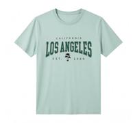 Oversized Maglietta da uomo con scollo rotondo, a maniche corte, in cotone, estiva, vestibilità larga, con grafica Los Angeles, lettere creative, alla moda, per il tempo libero, da uomo, vintage