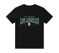 Oversized Maglietta da uomo con scollo rotondo, a maniche corte, in cotone, estiva, vestibilità larga, con grafica Los Angeles, lettere creative, alla moda, per il tempo libero, da uomo, vintage