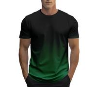 Oversized, maglietta estiva da uomo, con scollo rotondo, a maniche corte, con stampa città, maglietta basic da uomo, per il tempo libero, Verde scuro, 4XL