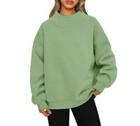 Oversized Mock Neck Sweatshirt for Women, Mock Neck Long Sleeve Tops Women, Turtleneck Long Sleeve Pullover Hoodies (Green,L)