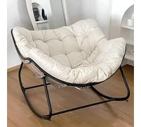 Oversized Padded Rocking Chair for Adults Steel Frame Lounge Chair for Patio Garden Living Room Office Indoor/Outdoor Comfort
