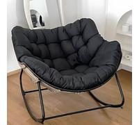 Oversized Padded Rocking Chair for Adults Steel Frame Lounge Chair for Patio Garden Living Room Office Indoor/Outdoor Comfort and Relaxation
