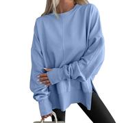 Oversized Sweatshirt for Women - Comfy Crewneck Sweatshirts for Women, Teen Best Autumn Y2k Outfits (Blue,XL)