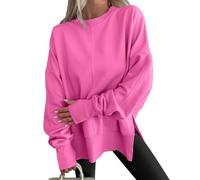 Oversized Sweatshirt for Women - Comfy Crewneck Sweatshirts for Women, Teen Best Autumn Y2k Outfits (Bright Pink,M)