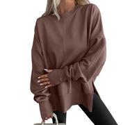 Oversized Sweatshirt for Women - Comfy Crewneck Sweatshirts for Women, Teen Best Autumn Y2k Outfits (Brown,S)