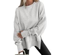 Oversized Sweatshirt for Women - Comfy Crewneck Sweatshirts for Women, Teen Best Autumn Y2k Outfits (Gray,M)