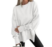 Oversized Sweatshirt for Women - Comfy Crewneck Sweatshirts for Women, Teen Best Autumn Y2k Outfits (White,S)