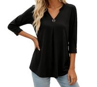 Oversized T-shirt Da Donna Elegante Camicetta Da Donna Con Maniche A Tre Quarti Abbottonatura Per Eleganza Casual Nella Vita Di Tutti I Giorni Magliette Personalizzate T-shirt Rossa Donna Divertente