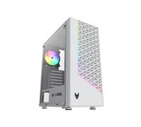 Oversteel - Iridium Case per PC da gioco, ventola A-RGB da 120 mm, frontale a rete, 2 filtri antipolvere, vetro laterale temperato, USB 3.0, colore, 332 x185 x 413 mm, Bianco