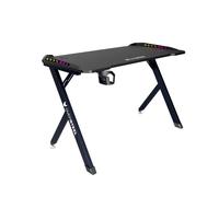 Oversteel - Vitallium Tavolo da gioco 120x60x75 cm, luce LED RGB, superficie in fibra di carbonio, ergonomico, supporto per tazze e cuffie, scrivania per computer, nero