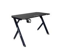 Oversteel - Vitallium Tavolo da gioco 120x60x75 cm, superficie in fibra di carbonio, ergonomico, supporto per tazze e cuffie, scrivania per computer, nero