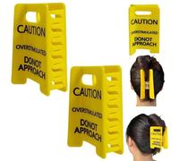 Overstimulated Caution Sign Hair Claw Clip, Funny Yellow Warning Hair Clip for Thick, Not Approach Signs Hair Decorations, Gag Gift for Coworkers and Friends(2pcs)