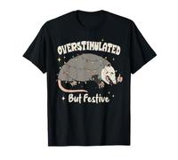 Overstimulated Possum Christmas Lights Funny Holiday Humor Maglietta