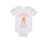 Overthetee Body Neonato Divertente - Femminuccia Pronto Zia? Vieni a prendermi? Tua sorella mi infastidisce - Body Neonato Simpatici - Idea Regalo