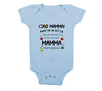 Overthetee Body Neonato divertente Festa della Mamma Ciao Mamma! Papà mi ha detto che sei fantastica e che sarai una mamma meravigliosa - body mamma - Idea Regalo