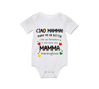 Overthetee Body Neonato divertente Festa della Mamma Ciao Mamma! Papà mi ha detto che sei fantastica e che sarai una mamma meravigliosa - body mamma - Idea Regalo