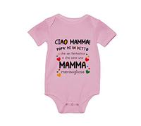 Overthetee Body Neonato divertente Festa della Mamma Ciao Mamma! Papà mi ha detto che sei fantastica e che sarai una mamma meravigliosa - body mamma - Idea Regalo