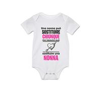 Overthetee Body Neonato Divertente - Una Nonna può sostituire chiunque ma nessuno può sostituire una Nonna - Body Neonato Nonni - Idea Regalo