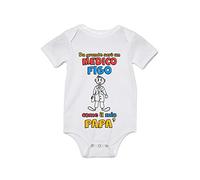 Overthetee Body Neonato Festa del Papà - Body Neonato Divertenti - Da grande Sarò un Medico Figo come il mio Papà - Idea Regalo Festa del Papà - Body Papà - Idea Regalo Papà