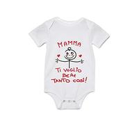 Overthetee Body Neonato Festa della Mamma - Maschietto Mamma Ti Voglio Bene Tanto Così - Festa della Mamma - Idea Regalo Festa della Mamma