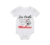 Overthetee Body Neonato Madrina [NOME PERSONALIZZABILE] - Il mio cuore ha scelto te, sarai tu la mia Madrina - Body Neonato Personalizzabile - Idea Regalo