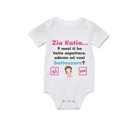 Overthetee Body Neonato Personalizzabile - Femminuccia Zia [PERSONALIZZA NOME] 9 mesi ti ho fatto aspettare adesso mi vuoi battezzare? - Idea Regalo