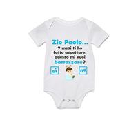 Overthetee Body Neonato Personalizzabile - Maschietto Zio [PERSONALIZZA NOME] 9 mesi ti ho fatto aspettare adesso mi vuoi battezzare? - Idea Regalo