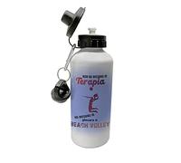 Overthetee Borraccia in Alluminio Beach Volley Non ho Bisogno di Terapia, ho solo bisogno di giocare a Beach Volley Borraccia500 ml Gadget Idee Regalo Idea Regalo Divertente